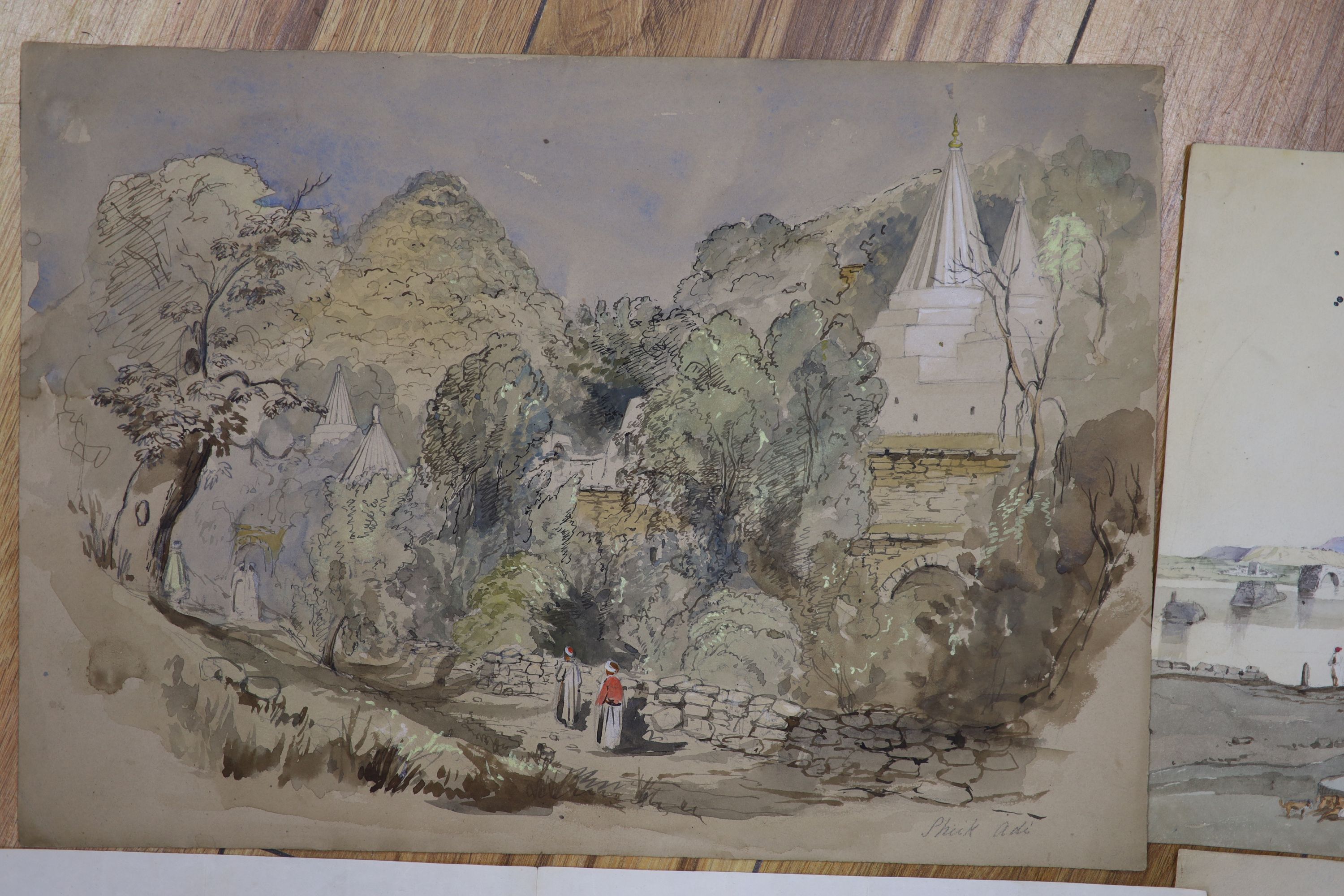 Frederick Charles Cooper (1810-1880), five watercolours; Mosul from the Eastern Bank of the Tigris
